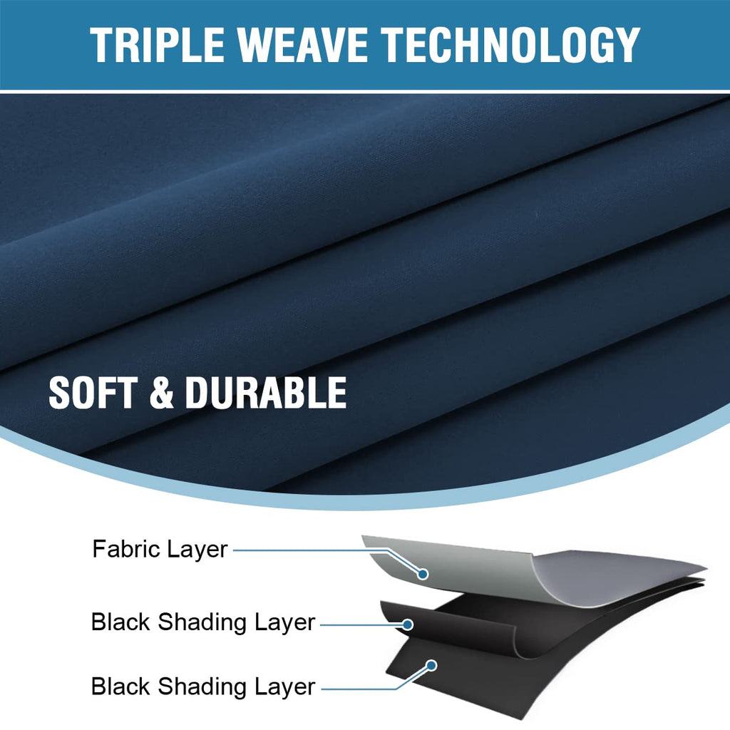 H.Versailtex 100% Blackout Curtains For Bedroom With Black Liner Full Room Darkening Curtain 96 Inch Long Thermal Insulated Back