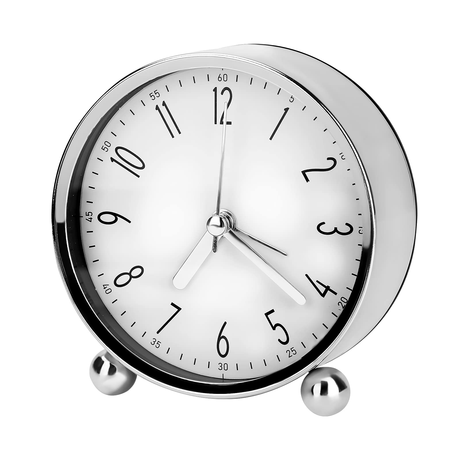 Welltop Analog Alarm Clock, 4 inch Super Silent Non Ticking Small Round Clock with Arabic Numerals Beep Sounds, Battery Operated