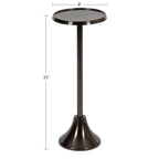 Kate And Laurel Sanzo Modern Pedestal Side Table, 9 X 9 X 23, Pewter, Decorative End Table With Hammered Tabletop