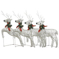 vidaXL Christmas Reindeers 4 Pcs, Christmas Lighting Display with 80 LEDs, Xmas Decoration for Indoor Outdoor, Holiday Ornament, Modern Style, Gold