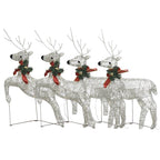 vidaXL Christmas Reindeers 4 Pcs, Christmas Lighting Display with 80 LEDs, Xmas Decoration for Indoor Outdoor, Holiday Ornament, Modern Style, Gold