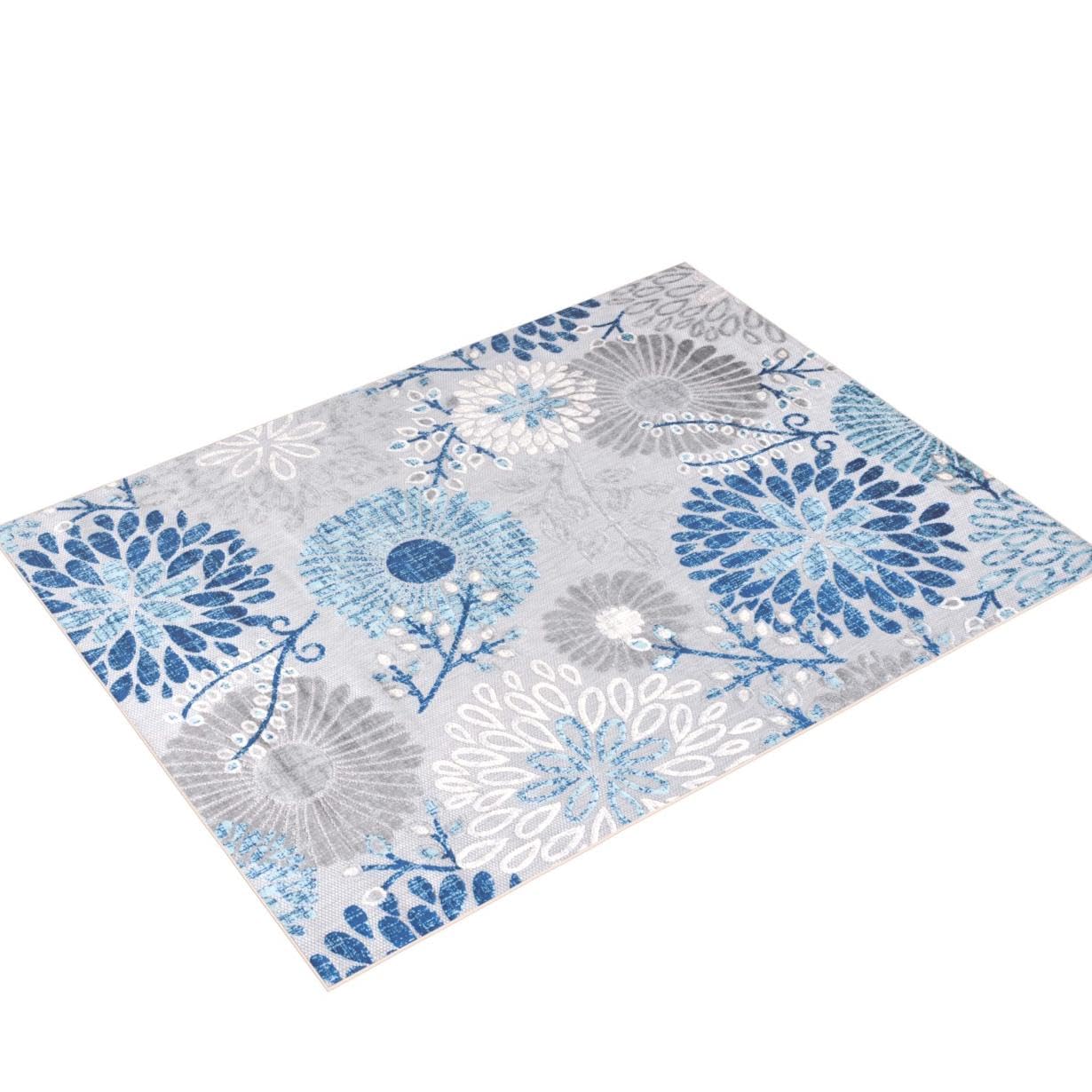 Safavieh Cabana Collection Area Rug - 8' X 10', Grey & Blue, Floral Design, Non-Shedding & Easy Care, Indoor/Outdoor & Washable-Ideal For Patio, Backyard, Mudroom (Cbn832F)