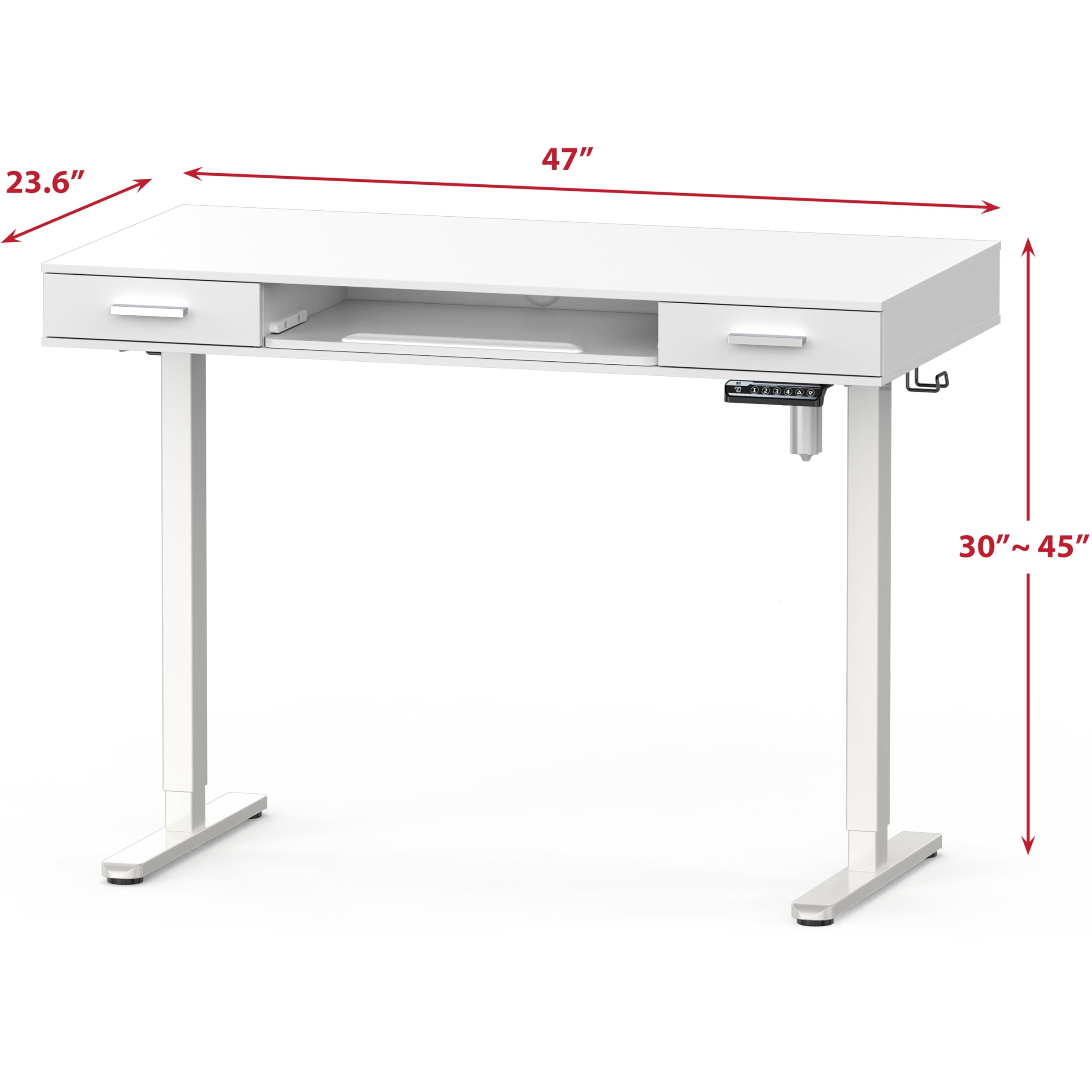 SHW Electric Height Adjustable Desk OD-92C-W Engineered Wood White 48 Inch