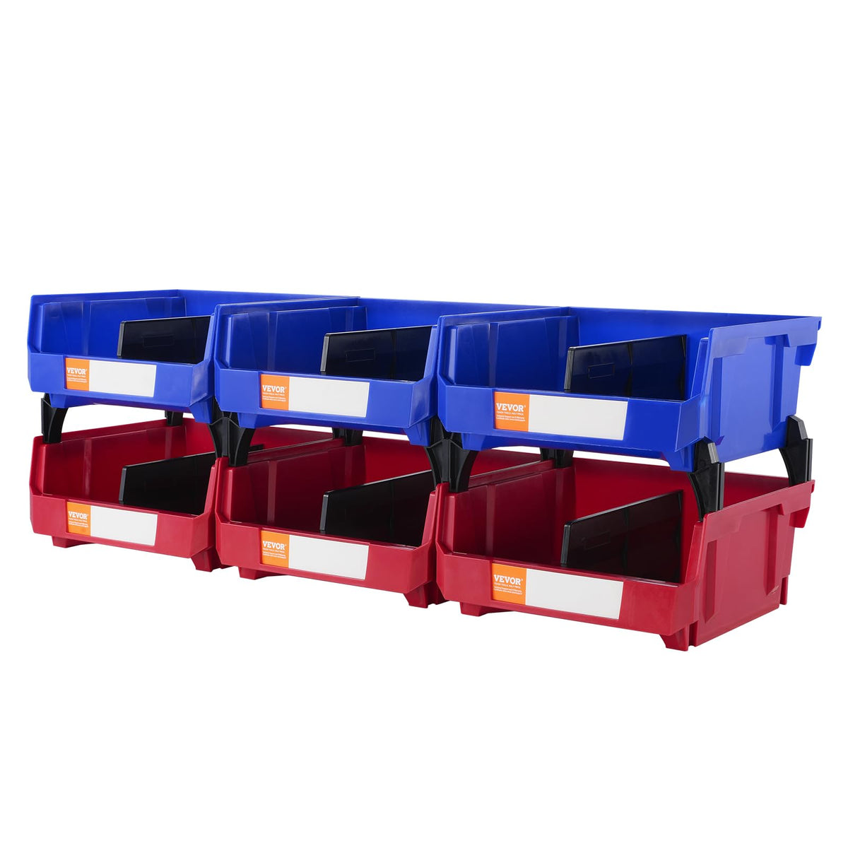 VEVOR Plastic Stackable Storage Bins 6 Pack (11 x 11 x 5-Inch), Hanging Storage Organizer Bins, Heavy Duty Stacking Containers f