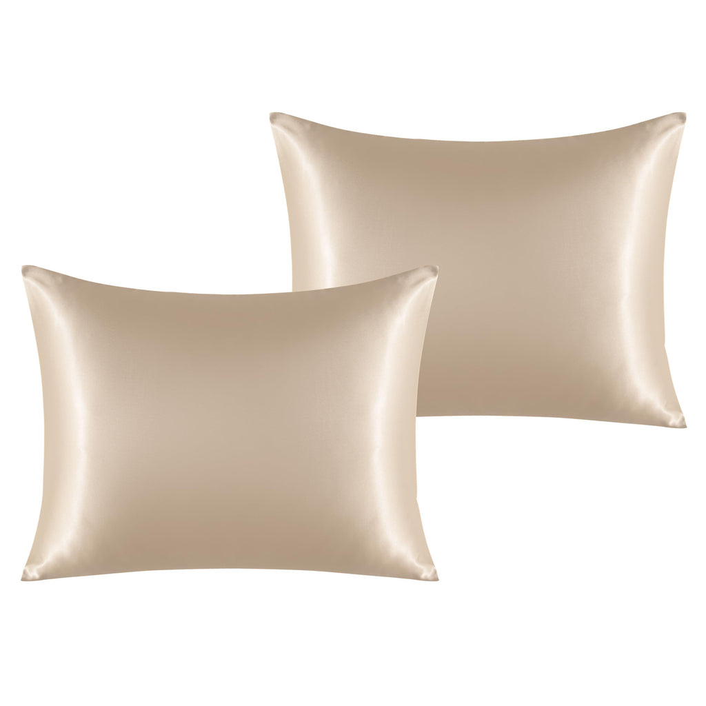 Ntbay 2 Pack Satin Standard Pillowcases For Hair And Skin, Luxurious And Silky Pillow Cases With Envelope Closure, 20X26 Inches, Taupe