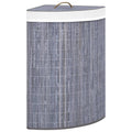vidaXL Bamboo Corner Laundry Basket Home Garden Household Supply Portable Lightweight Laundry Hamper Washing Clothes Basket Bin Gray 15.9 gal