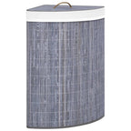 vidaXL Bamboo Corner Laundry Basket Home Garden Household Supply Portable Lightweight Laundry Hamper Washing Clothes Basket Bin Gray 15.9 gal