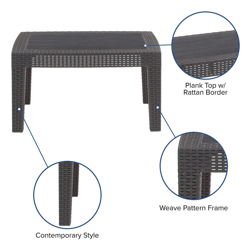 Flash Furniture Seneca Dark Gray Faux Rattan Coffee Table