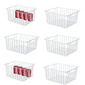 Y.Z.Bros Freezer Organizer Baskets, Kitchen Metal Wire Storage Bins, Pantry Cupboard Household Container Dividers with Handles