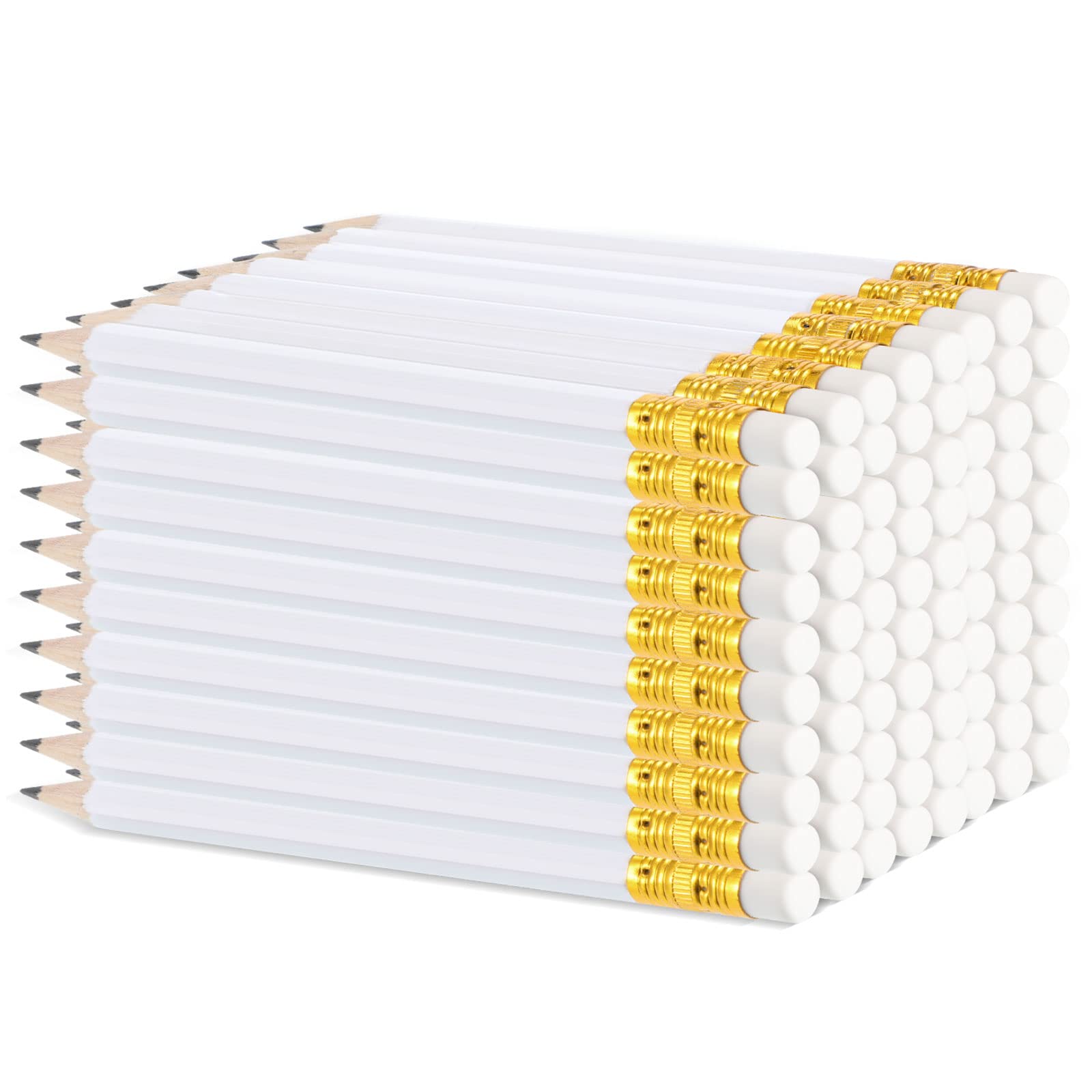 Zonon 72 Pcs White Golf Pencils 4 Inch School Small Pencils Mini Half Pencils With Eraser Wedding Pre Sharpened Hexagon 2 Short