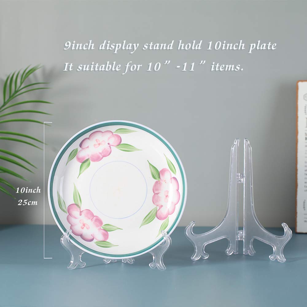 Artliving 9 Inch Clear Plastic Easels Or Stand/Plate Holders To Display Pictures Or Other Items At Weddings, Home Decoration, Bi