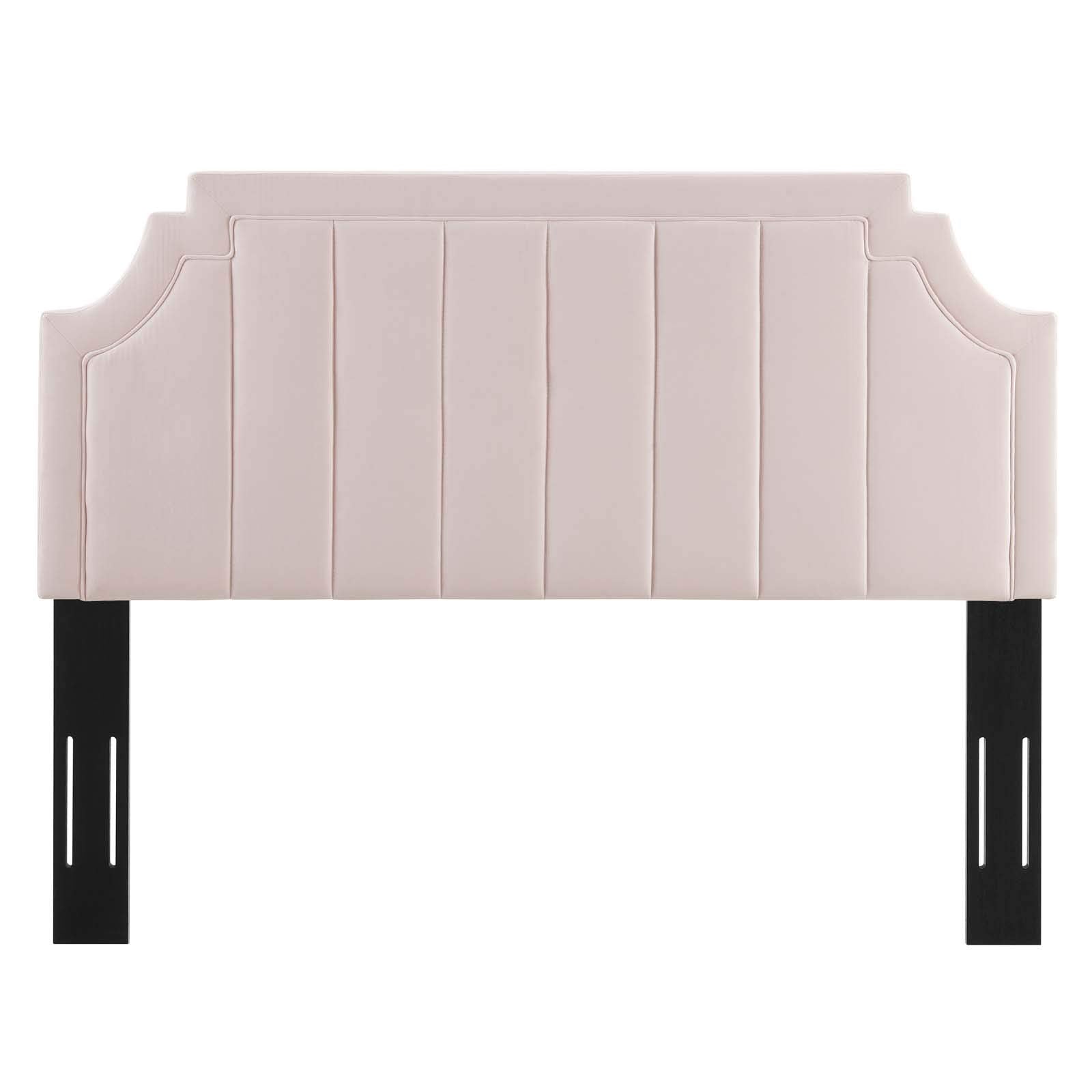 Modway Alyona Channel Tufted Performance Velvet Full/Queen Headboard in Pink