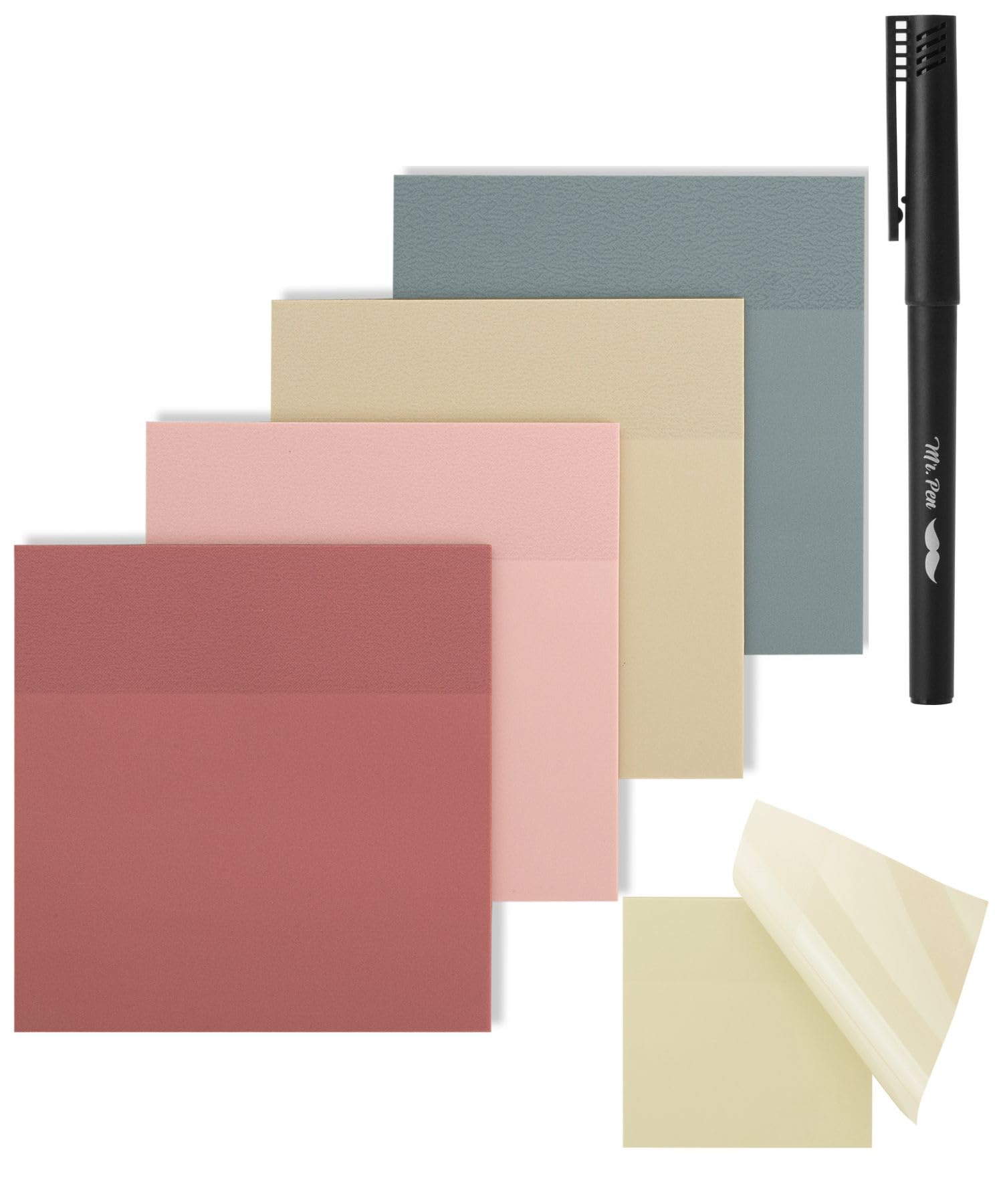 Mr. Pen- Transparent Sticky Notes, 3X3, 200 Sheets, Vintage Colors, See Through Sticky Notes, Sticky Notes Transparent, Transluc