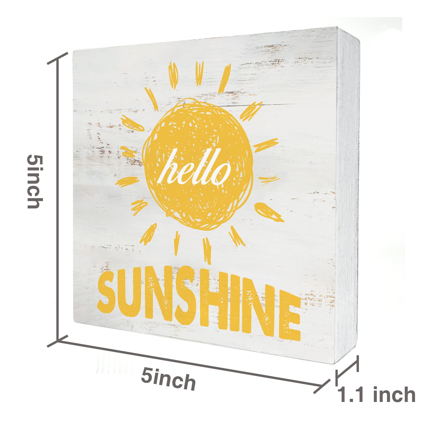 Farmhouse Hello Sunshine Wood Box Sign Home Decor Rustic Spring Wooden Box Sign Block Plaque For Wall Tabletop Desk Home Decorat