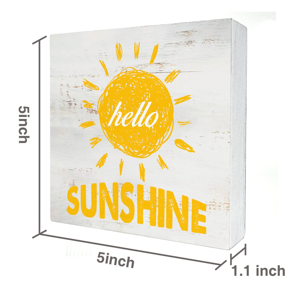 Farmhouse Hello Sunshine Wood Box Sign Home Decor Rustic Spring Wooden Box Sign Block Plaque For Wall Tabletop Desk Home Decorat