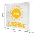 Farmhouse Hello Sunshine Wood Box Sign Home Decor Rustic Spring Wooden Box Sign Block Plaque For Wall Tabletop Desk Home Decorat