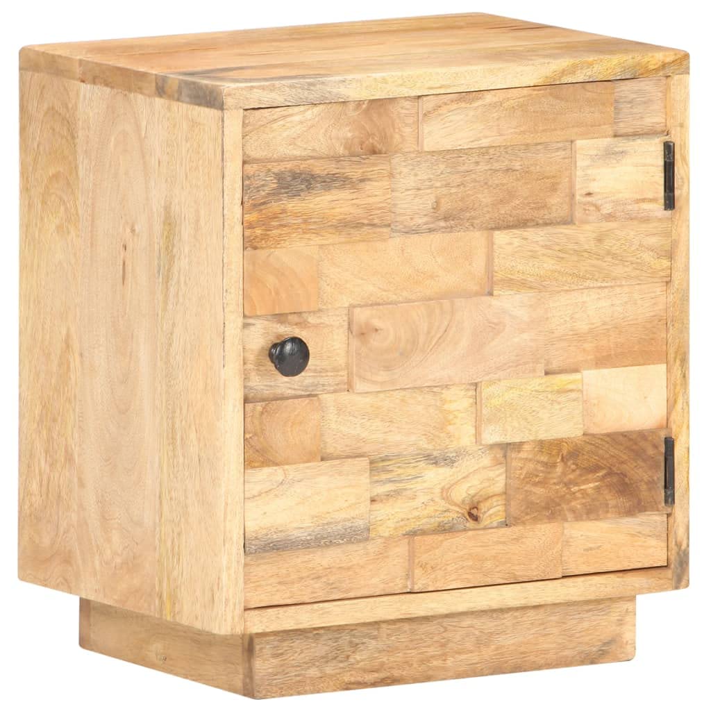 vidaXL Rustic Bedside Cabinet| Solid Mango Wood | Natural Timber Finish | Versatile Use as Side Table, Storage Cabinet, Nightstand | No Assembly Required | Dimensions: 15.7&quot;x11.8&quot;x17.7&quot; (W x D x H)