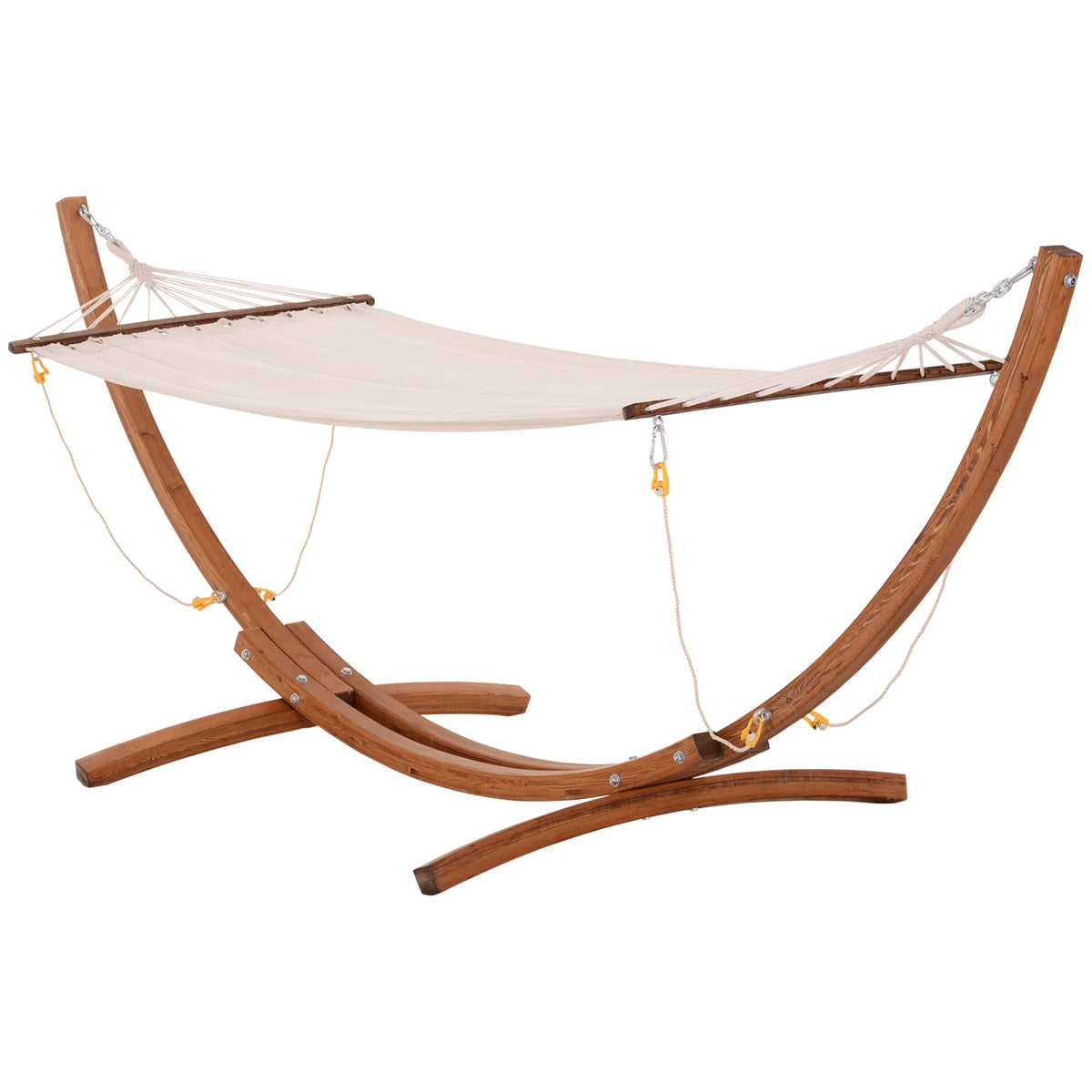 Outsunny 10' Wood Outdoor Hammock, Hammock With Stand Rainbow Bed, Heavy Duty Roman Arc Hammock For Single Person For Patio Back