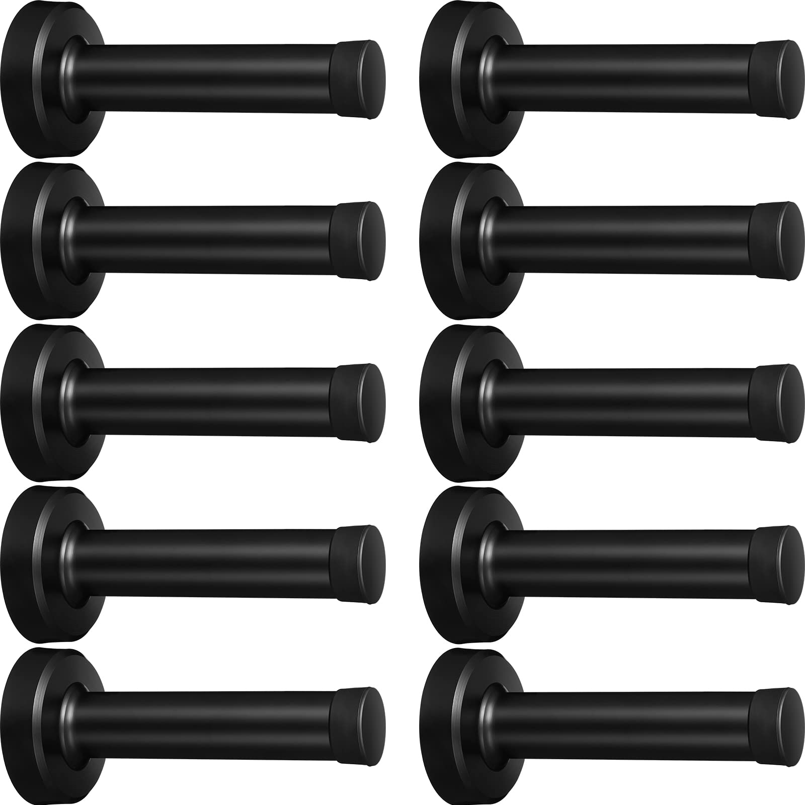 10 Pack Door Stoppers Black Matte Bottom Of Door Stops 304 Stainless Steel 3.5' Heavy Duty Door Stopper With Rubber Tip Bumper