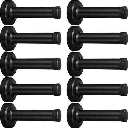 10 Pack Door Stoppers Black Matte Bottom Of Door Stops 304 Stainless Steel 3.5' Heavy Duty Door Stopper With Rubber Tip Bumper