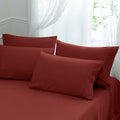 Aormenzy Microfiber Pillow Cases - Queen Size Set Of 4-1800 Thread Count Ultra Soft Rust Red Pillowcases - Wrinkle Resistant Pil