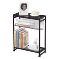 Small Side Table for Small Spaces - Slim End Table with Magazine Holder - 2 in 1 Design Narrow End Table Living Room - Skinny Be