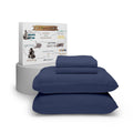 Purity Home Dark Blue Sheet Set, Organic Cotton Deep Pockets Sheets For Queen Size Bed, Percale Sheets, Lightweight & Breathable