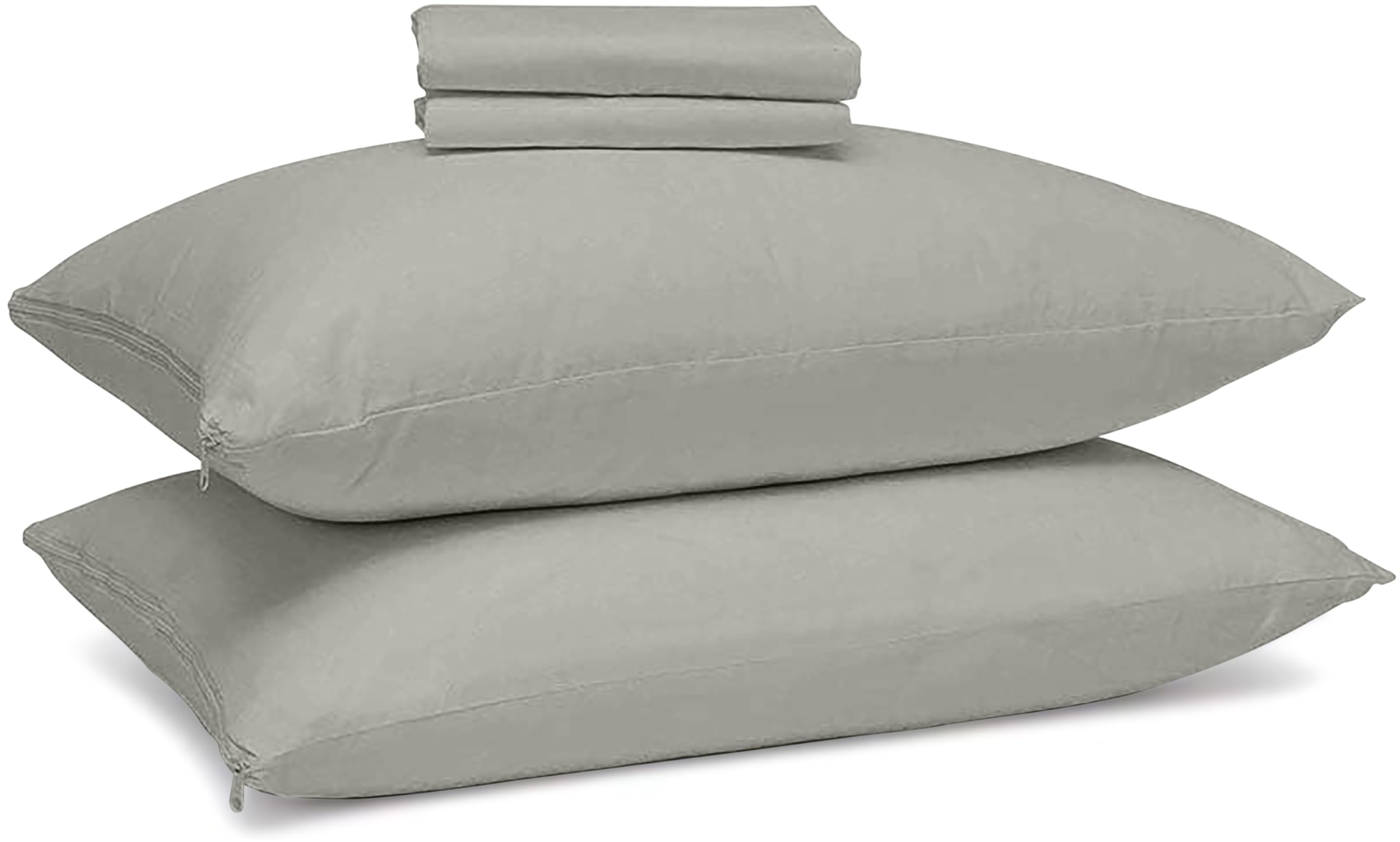 Circleshome Pillow Protectors 2 Pack King Zippered - 100% Cotton Breathable Pillowcases - Protects Pillows From Dirt, Dust And D