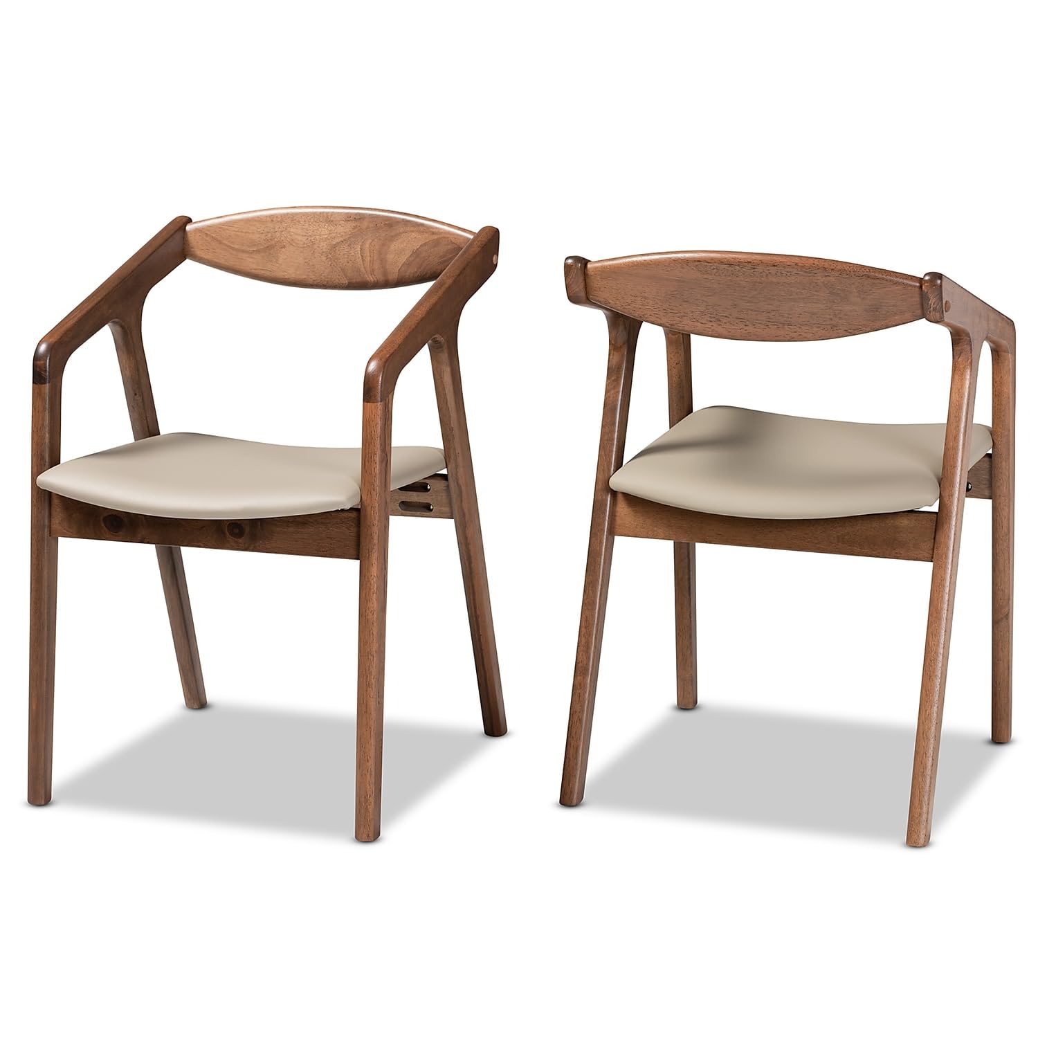 Baxton Studio Grey Faux Leather Wood Dining Chair Set