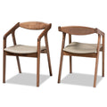 Baxton Studio Grey Faux Leather Wood 2-Piece Dining Chair Set