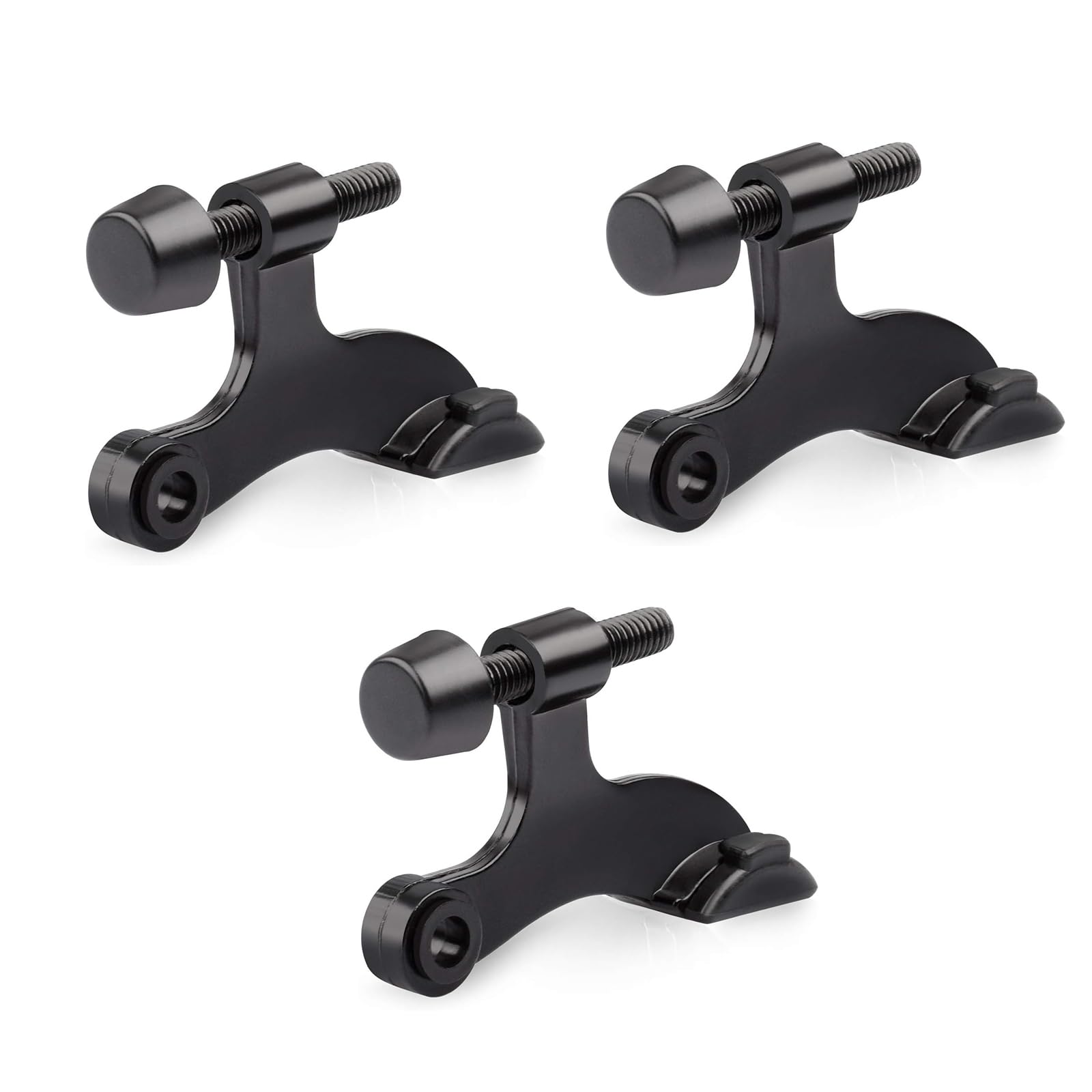 Homotek 3 Pack Hinge Pin Black Door Stopper,Adjustable Deluxe Heavy Duty Door Stopper 2-1/2'X1-3/4,With Black Rubber Bumper Tip