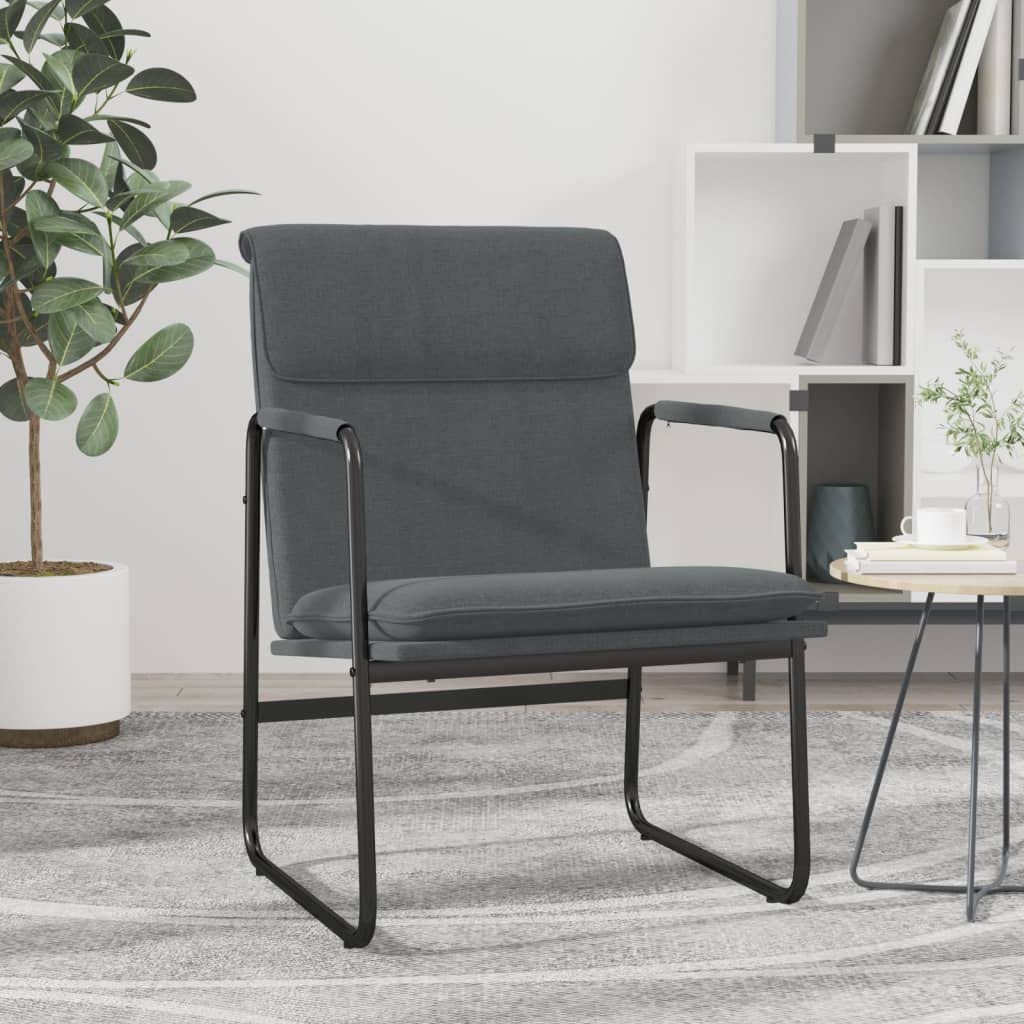 vidaXL Modern Lounge Chair, Dark Gray, Made from 100% Polyester Fabric, Metal and Plywood, Features Armrest, Size: 21.7"x25.2"x31.5", Weighs 19.29 Pounds