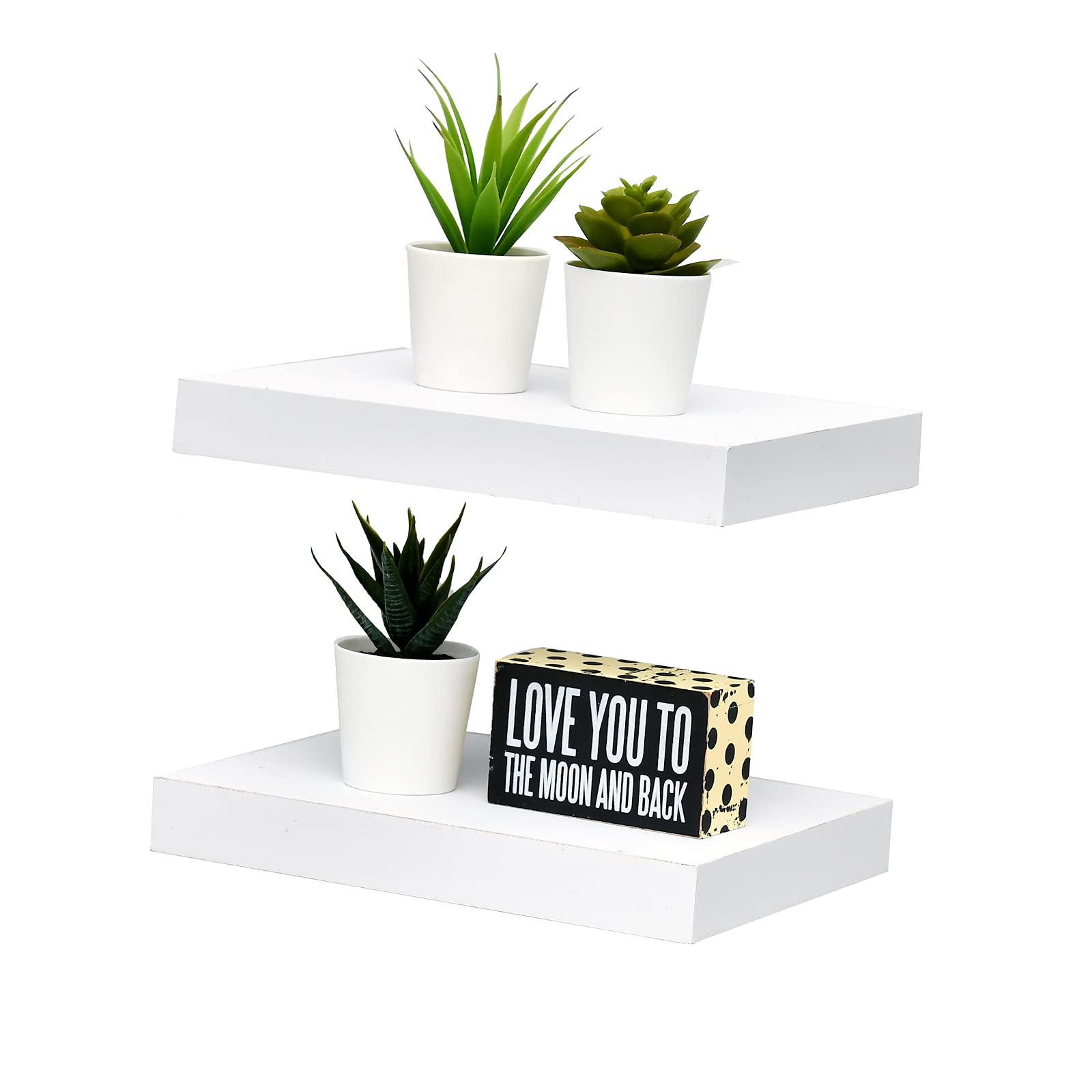 WELLAND Set of 2 Floating Shelves Wall Mounted Shelf, for Home Decor with 8 Deep (White, 10 inch)