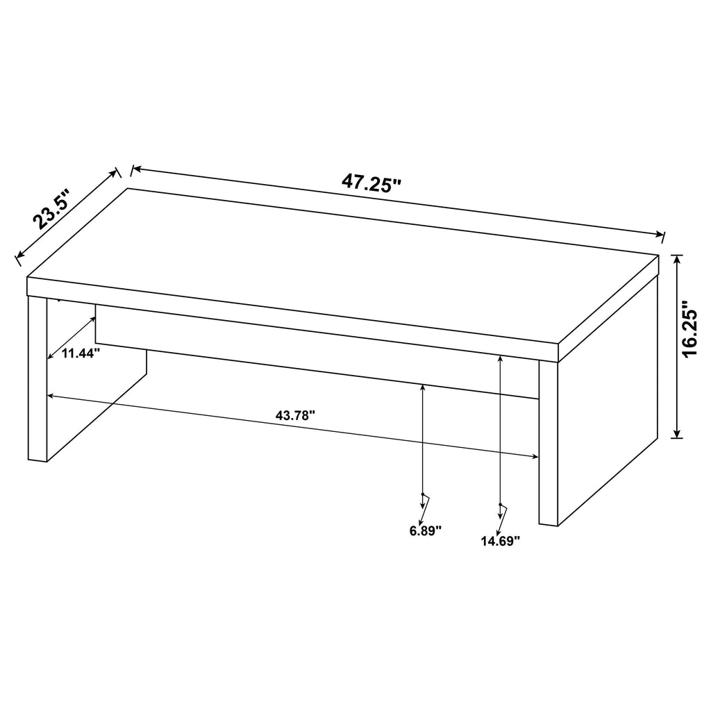 Coaster Home Furnishings Lynette Rectangular Eco Friendly Engineered Wood Coffee Table For Living Room Cocktail Sofa Table Wood Look Laminate Veneer Mango Brown 704128