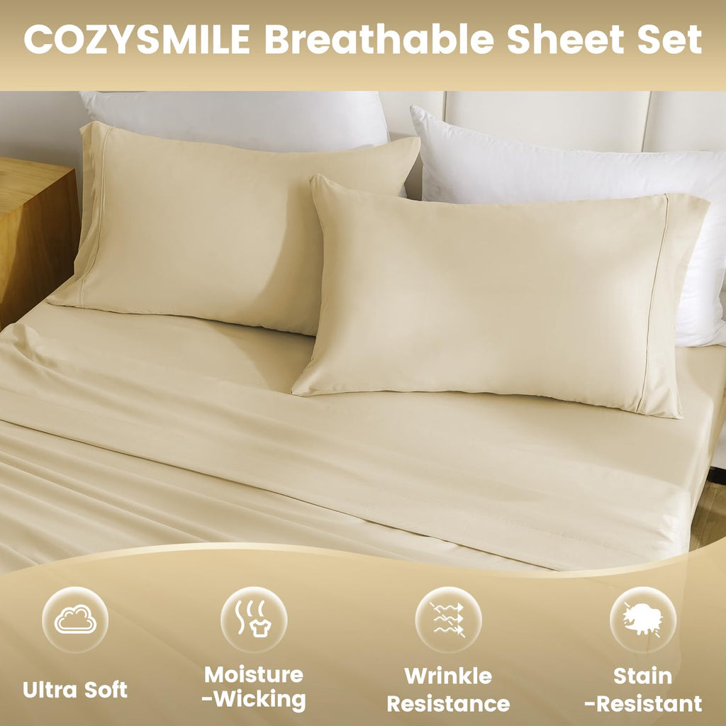 Cozysmile Holtel Luxury Twin Sheet Set - 3 Piece Soft Microfiber Sheets For Twin Size Bed, 16'' Deep Pocket Easy Care Wrinkle Fr
