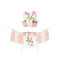 Half Birthday Highchair Banner Backdrop Decor for Photo Prop Gift Boys Girls Pink with Hat