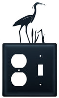 EOS-133 Heron Single Outlet Single Switch Electric Wall Plate with Silhouette