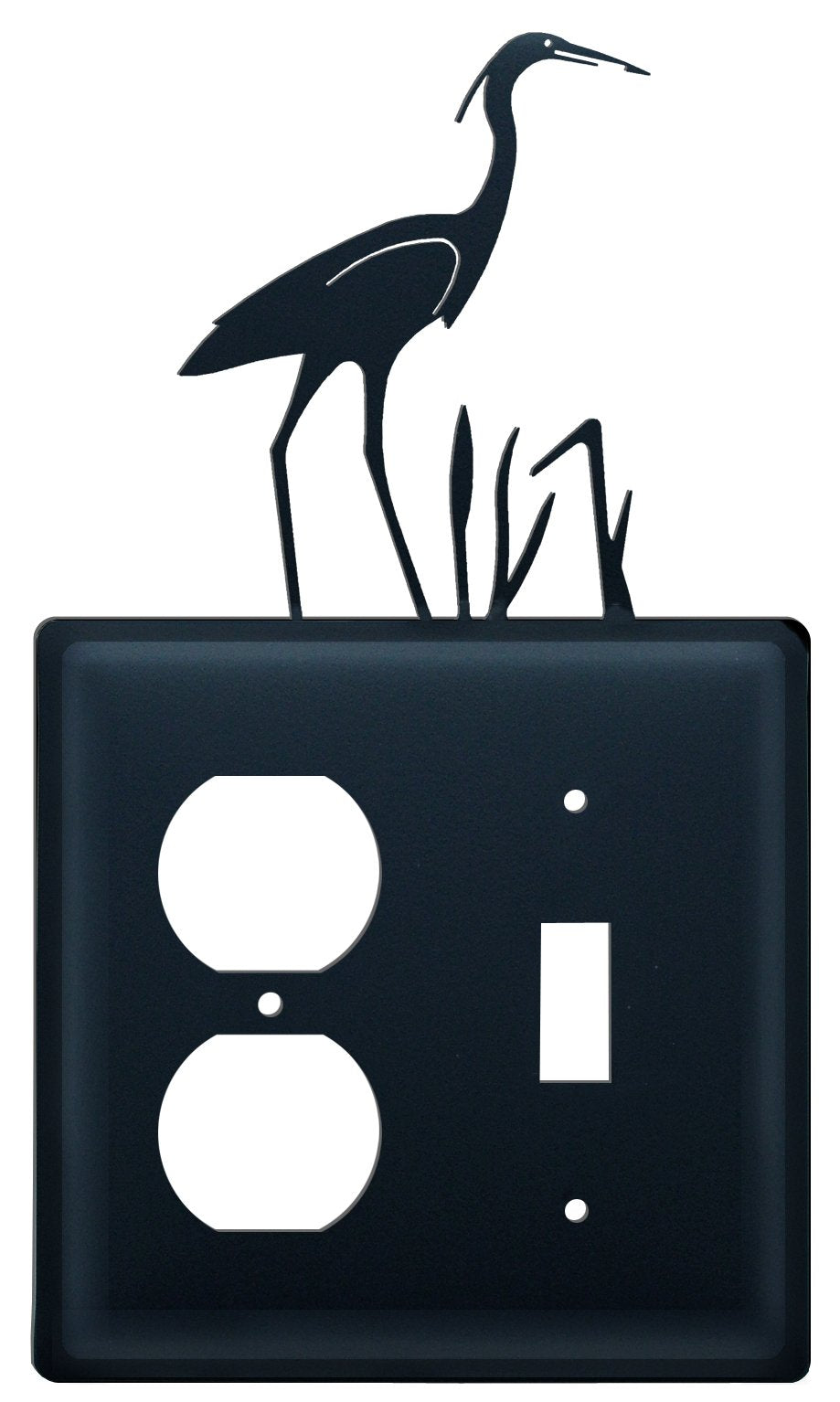 EOS-133 Heron Single Outlet Single Switch Electric Wall Plate with Silhouette