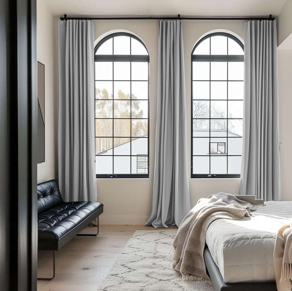 Inovaday Blackout Curtains, 2-Panel Linen Textured 100% Thermal Insulated Room Darkening Sun Blocking Drapes For Bedroom, Nurser