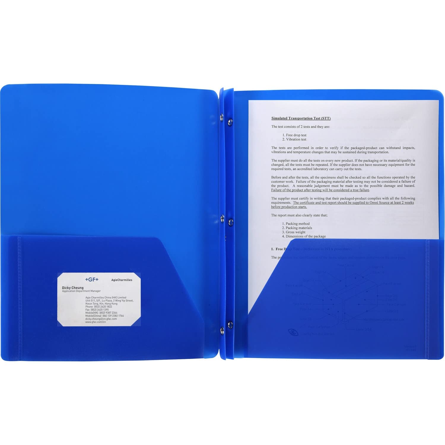Business Source 20886 Poly Portfolio, 3 Prong, 2 Pkts, Ltr, .3Mil, Blue