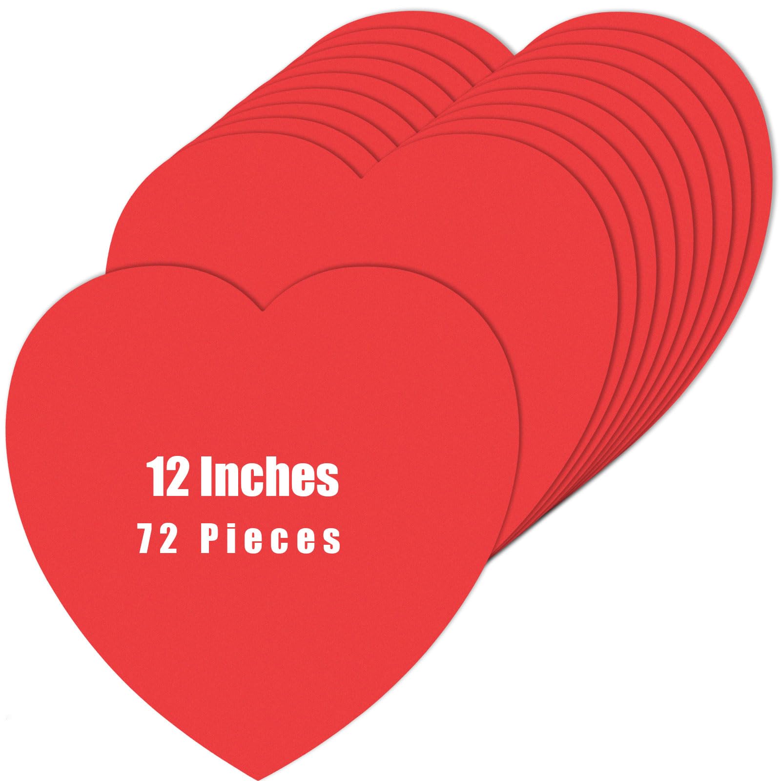 72 Pcs Large Valentines Day Heart Cutouts 12 Inch Paper Heart Red Heart Shape Card Paper Heart Die Cut Decorations For Classroom