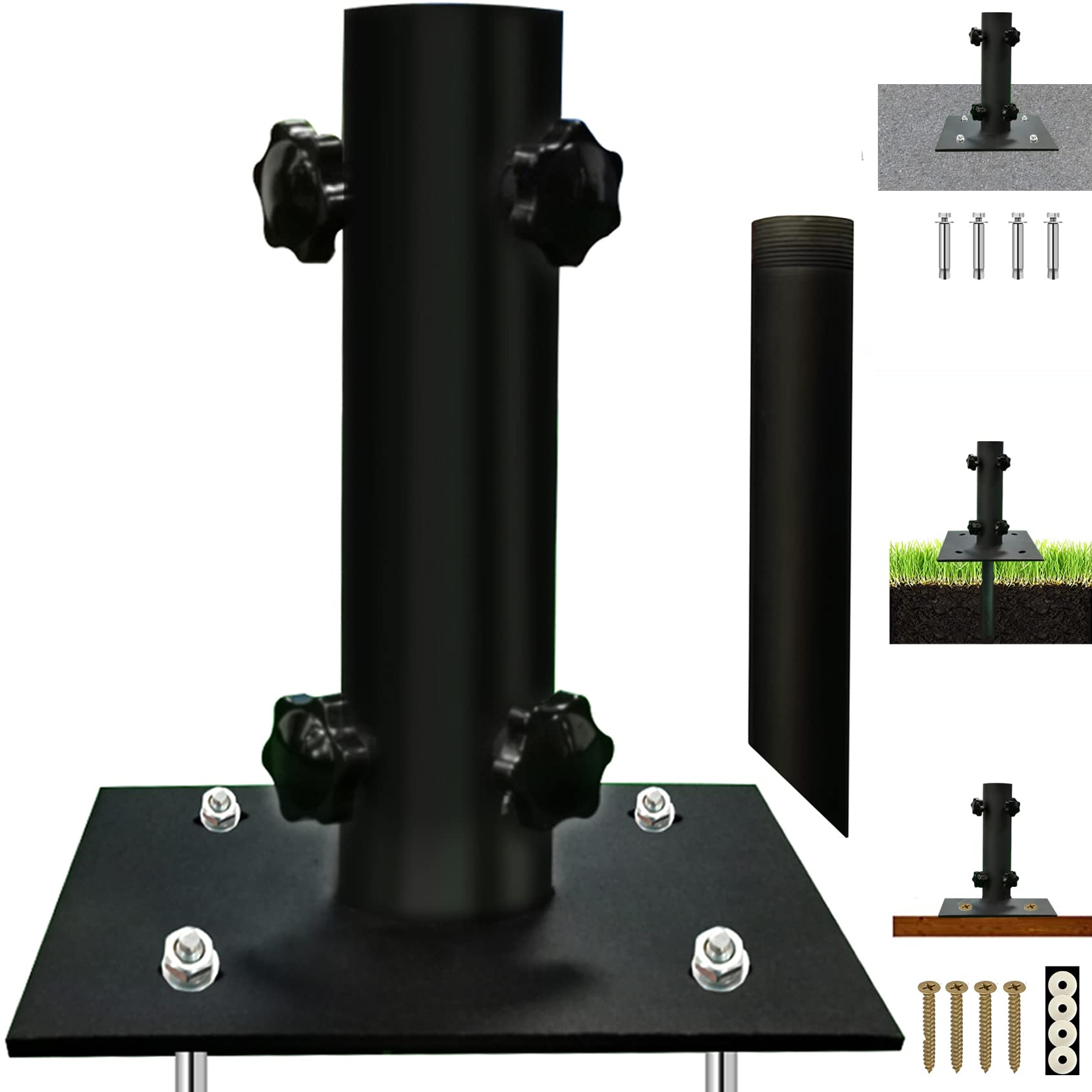Atsasaye Patio Umbrella Stand For F1.2'-F2.2' Pole, Lawn Design With Ground Spike Fixing, Easy To Carry, Table Umbrella Base F
