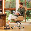Glitzhome Modern High Back Pu Leather Chairs Computer Desk Chair, Task Chair With Lumbar Back Support Adjustable Office Chair Ex
