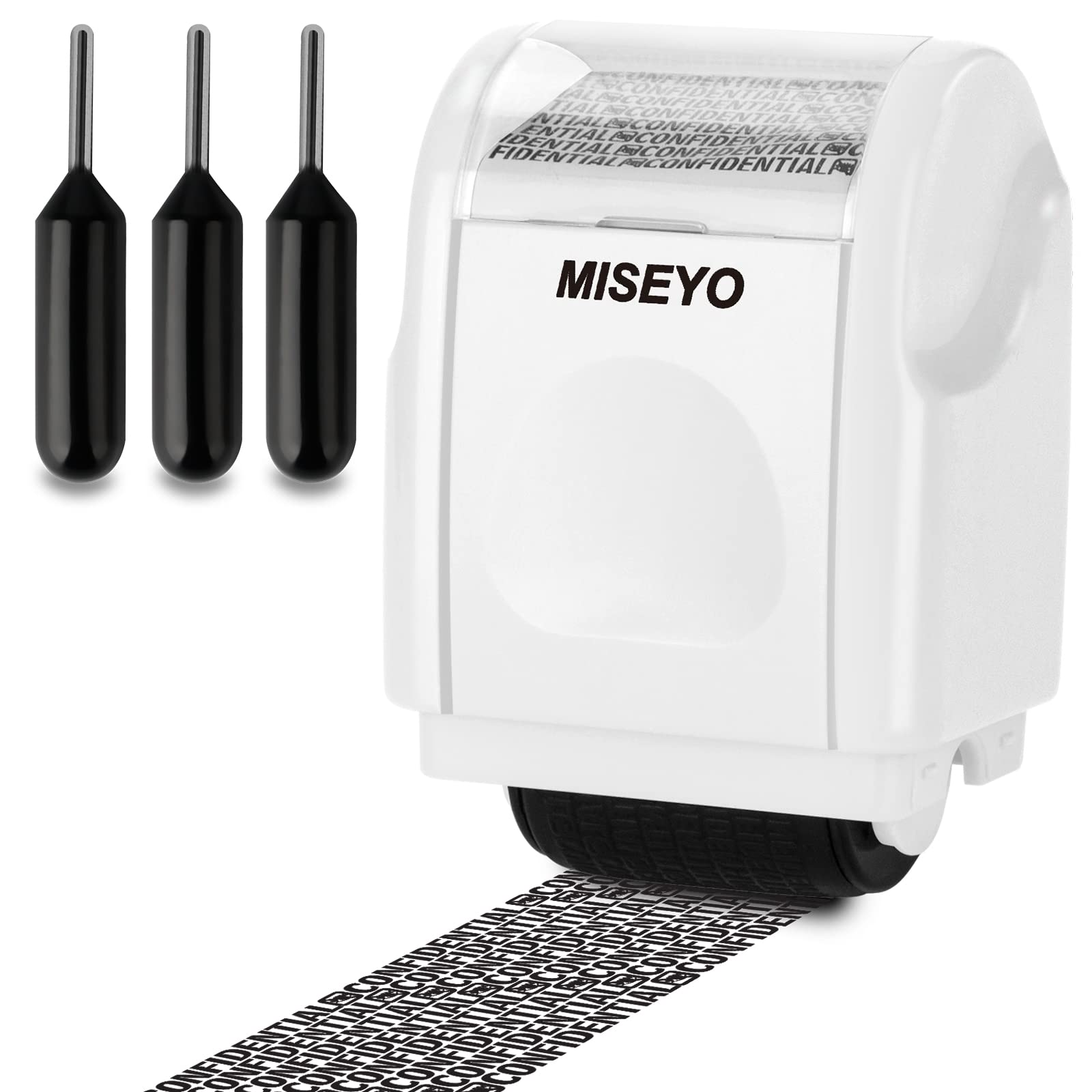 Miseyo Mini Identity Theft Protection Roller Stamp With 3 Pack Refill Ink,Anti-Theft Security Prevention Confidential Roller Sta