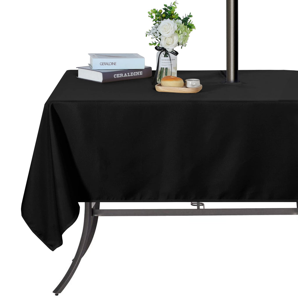Saraflora Outdoor And Indoor Tablecloth -60X84 Inch Yellow, Wrinkle Free Washable Waterproof Table Cloth With Umbrella Hole And Zipper Rectangle Table Cover For Spring/Summer/Patio/Picnic/Bbqs/Party