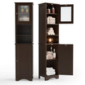Gizoon Tall Bathroom Storage Tower, Freestanding Linen Cabinet with Two-Way Doors, Adjustable Shelves, Anti-Tip Floor Cabinet, f