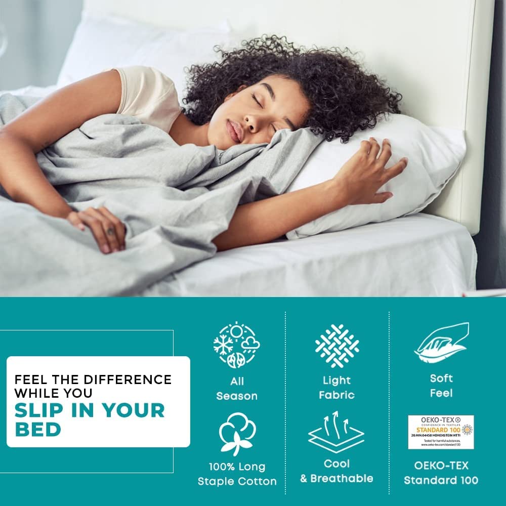 Feather & Stitch 100% Cotton 1 Piece Damask Stripe California King Fitted Sheet 500 Thread Count Aqua 18 Inch Extra Deep Pocket Luxury Sateen Weave Stretchable Boxer Elastic Fits Mattress Perfectly