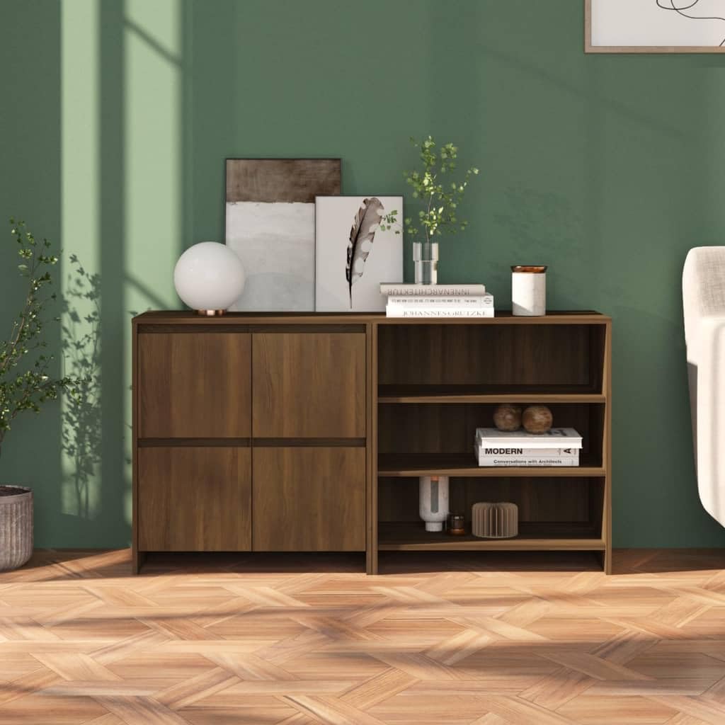 vidaXL Sideboard 2 Piece, Kitchen Buffet Cabinet with Storage, Sideboard Console Cabinet for Kitchen Living Room Entryway, Brown Oak Engineered Wood
