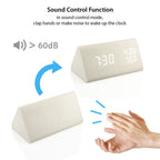 Oct17 Wooden Alarm Clock, Wood Alarm Clock Smart Led Digital Clock For Bedroom/Desks, Upgraded With Time Temperature, Adjustable