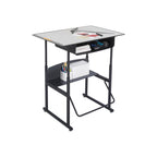 Safco Products AlphaBetter Adjustable-Height Desk, 1209GR, 36" W x 24" D Premium Desktop, Book Box, Swinging Footrest Bar